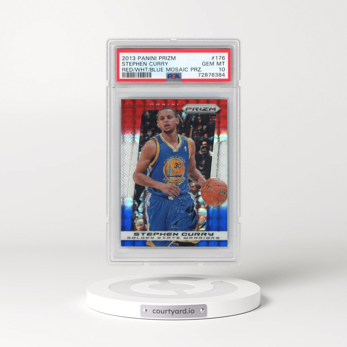 2013 Panini Prizm #176 Stephen Curry - Red White and Blue Mosaic Prizm (PSA 10 GEM MINT)