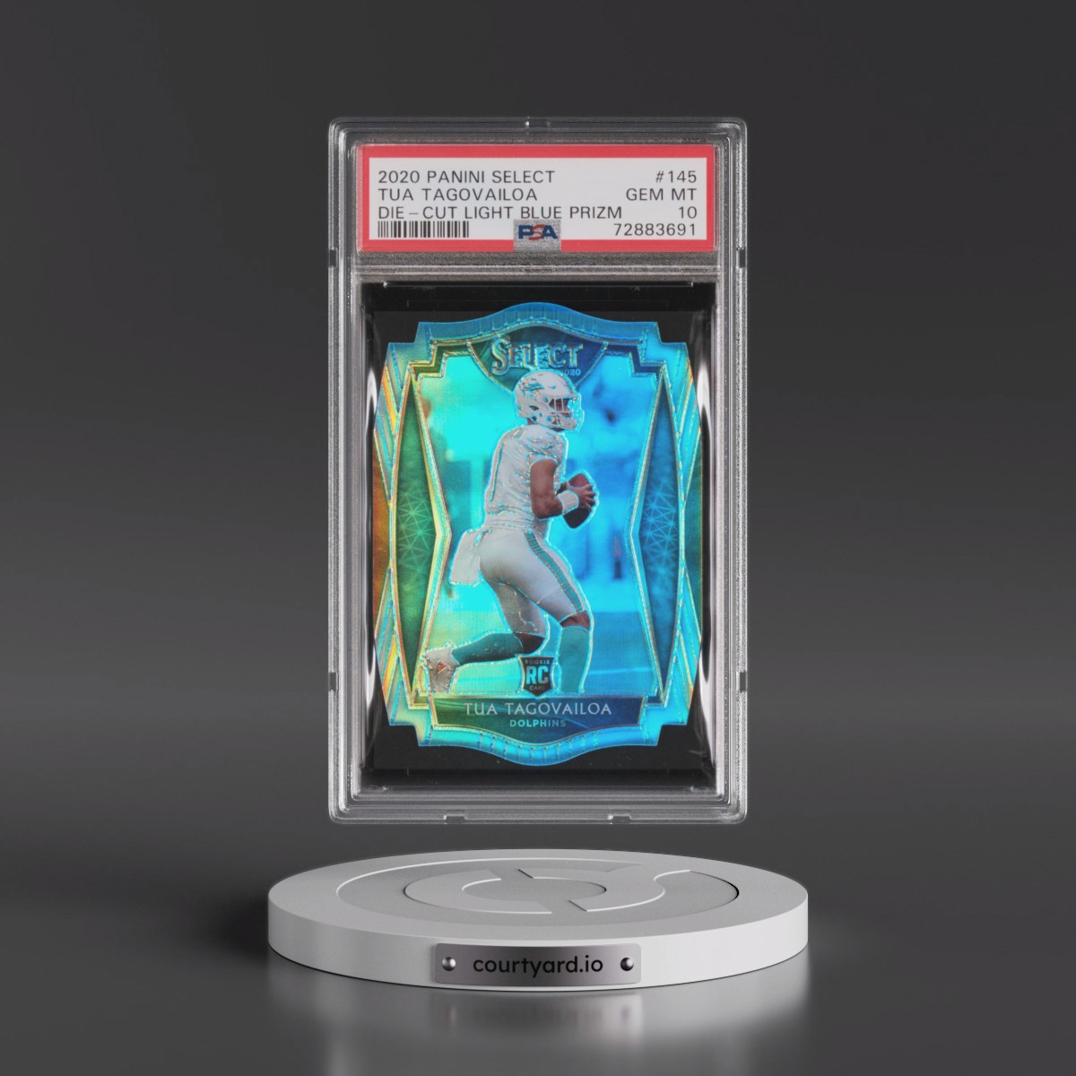 2020 Panini Select Tua Tagovailoa - Die-Cut Light Blue Prizm #145 PSA 10