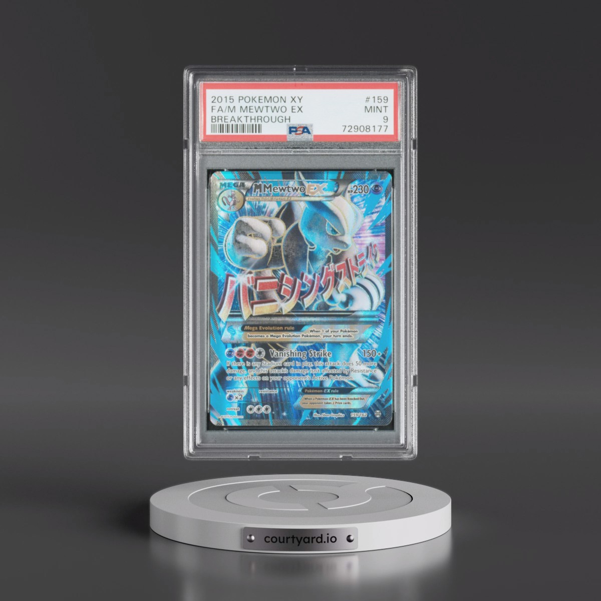 2015 Pokémon XY Breakthrough #159 M Mewtwo EX - Holo Full Art (PSA 9 MINT)