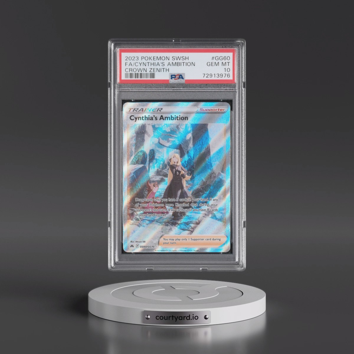 2023 Pokémon Sword and Shield Crown Zenith #GG60 Cynthia's Ambition - Full Art (PSA 10 GEM MINT)