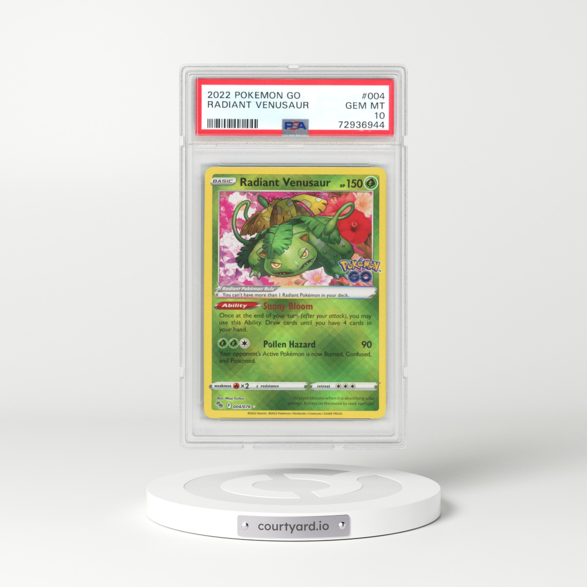 2022 Pokémon GO #004 Radiant Venusaur - Holo (PSA 10 GEM MINT)