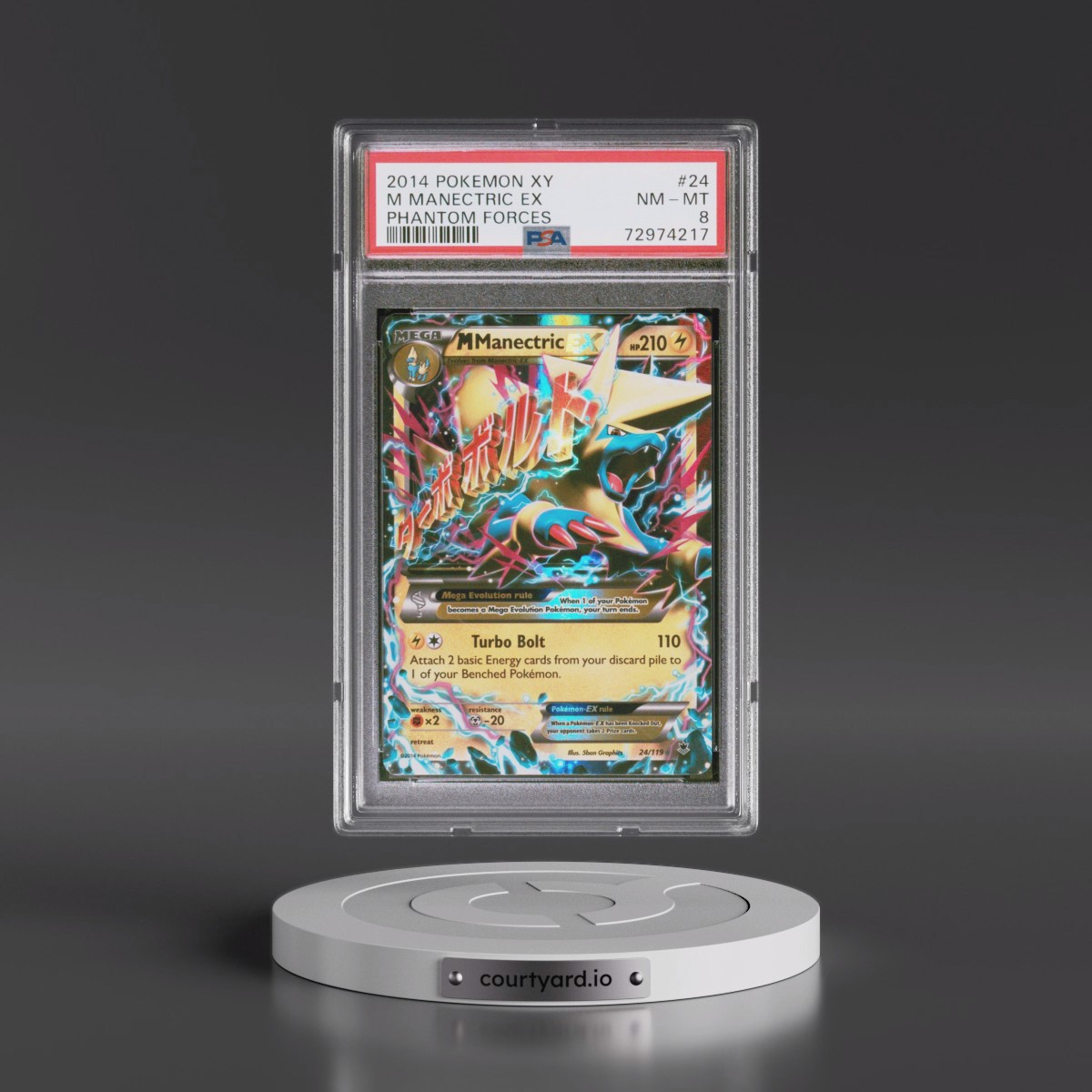 2014 Pokémon XY Phantom Forces #24 M Manectric EX - Holo (PSA 8 NM-MT)