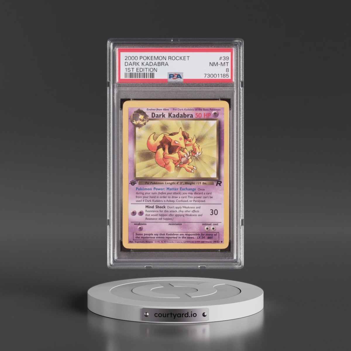 2000 Pokémon Rocket #39 Dark Kadabra - 1st Edition (PSA 8 NM-MT)