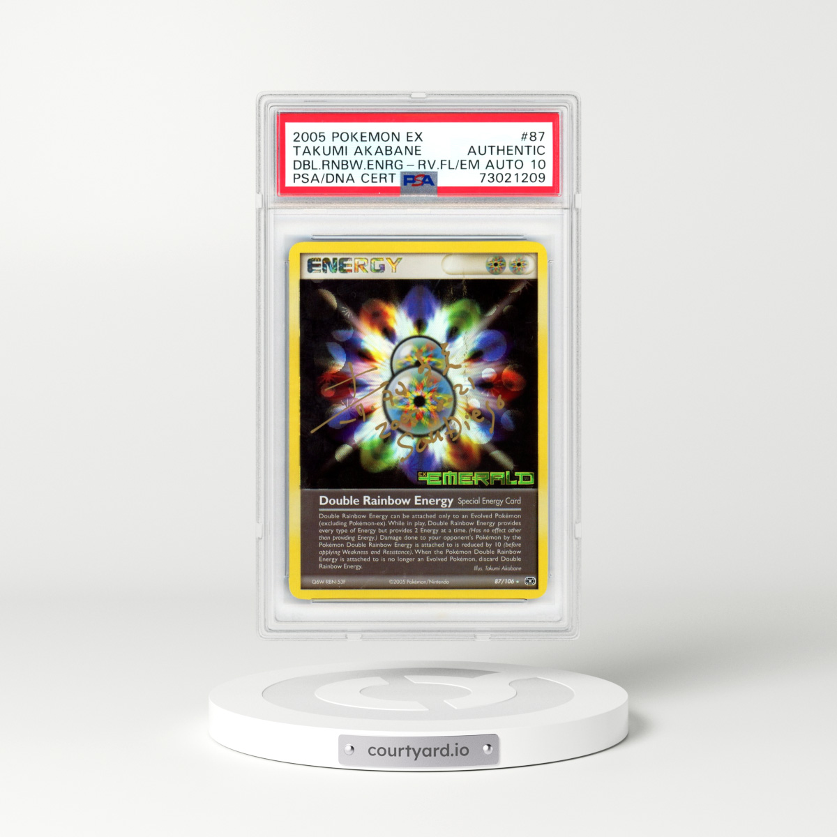 2005 EX Emerald #87 Double Rainbow Energy - Holo (PSA AUTO 10)