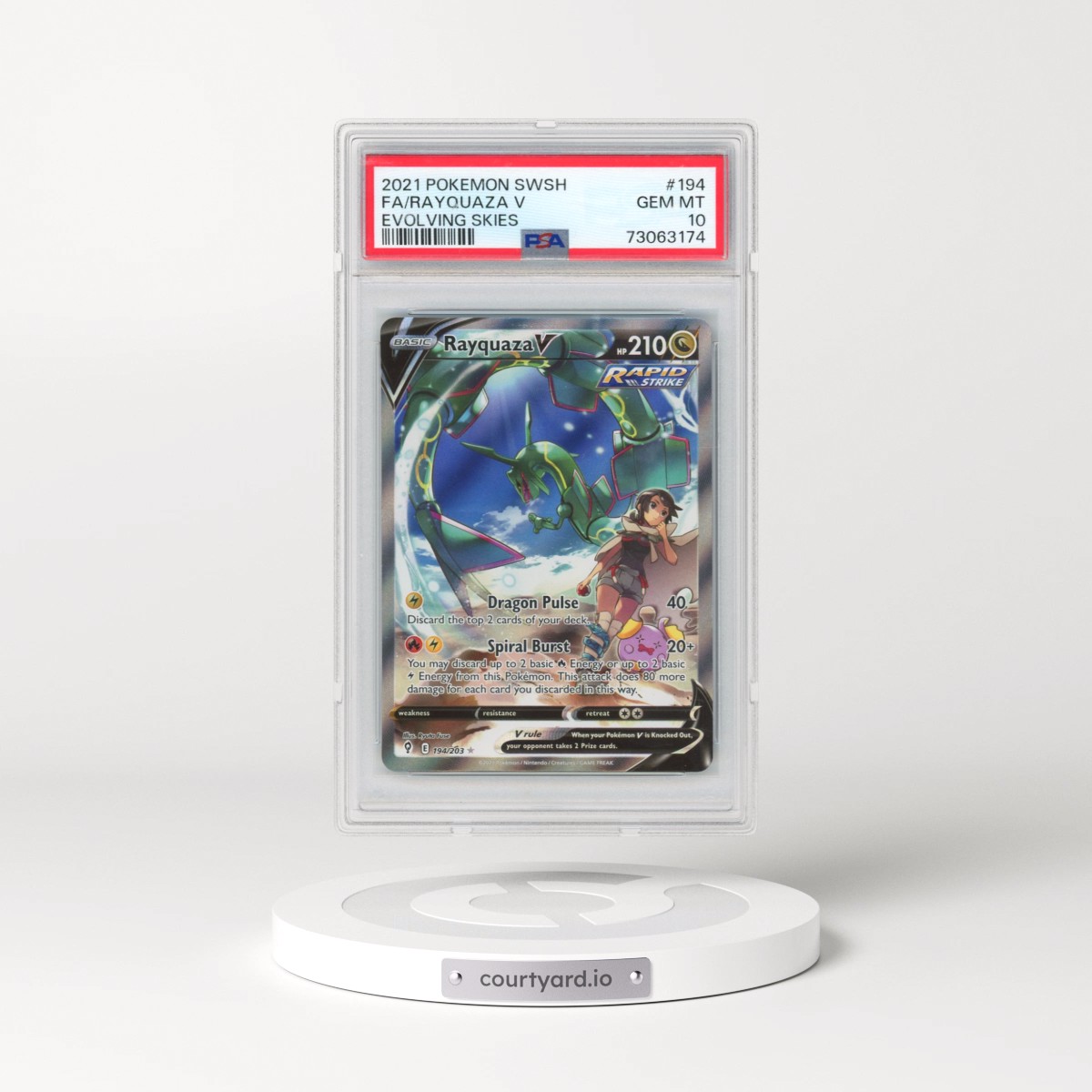 2021 Pokémon Sword & Shield Evolving Skies #194 Rayquaza V - Holo Full Art (PSA 10 GEM MINT)