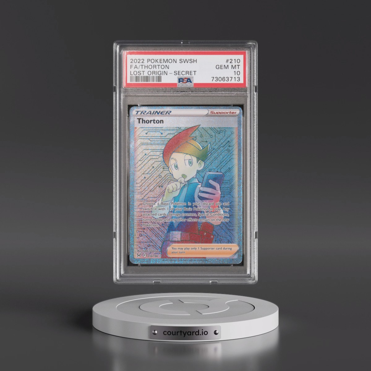 2022 Pokémon Sword & Shield Lost Origin #210 Thorton - Full Art Secret (PSA 10 GEM MINT)