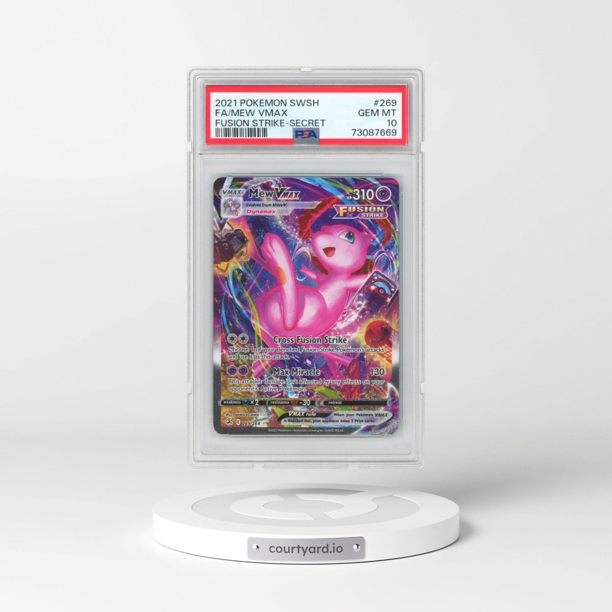2021 Pokémon Sword & Shield Fusion Strike #269 Mew Vmax - Full Art Secret (PSA 10 GEM MINT)