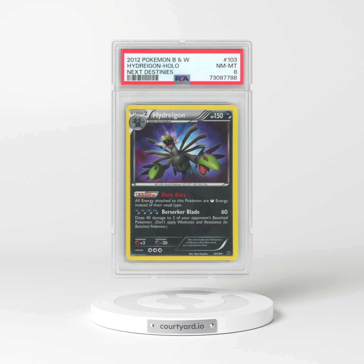 2012 Pokémon Black & White Next Destinies #103 Hydreigon - Holo (PSA 8 NM-MT)