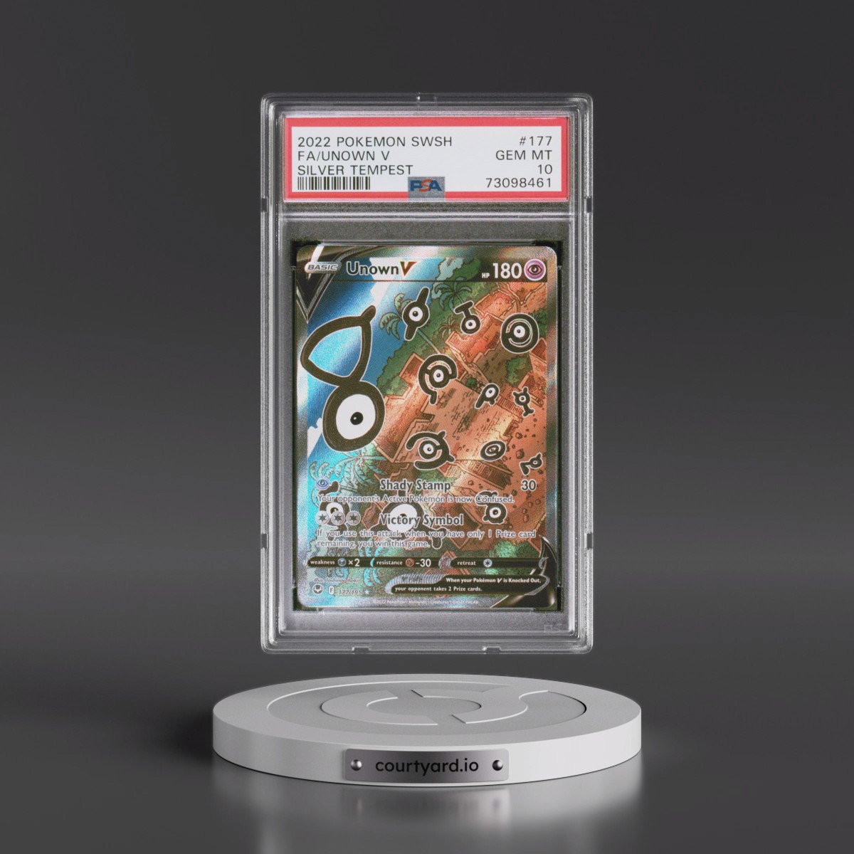 2022 Pokémon Sword & Shield Silver Tempest #177 Unown V - Holo Full Art (PSA 10 GEM MINT)