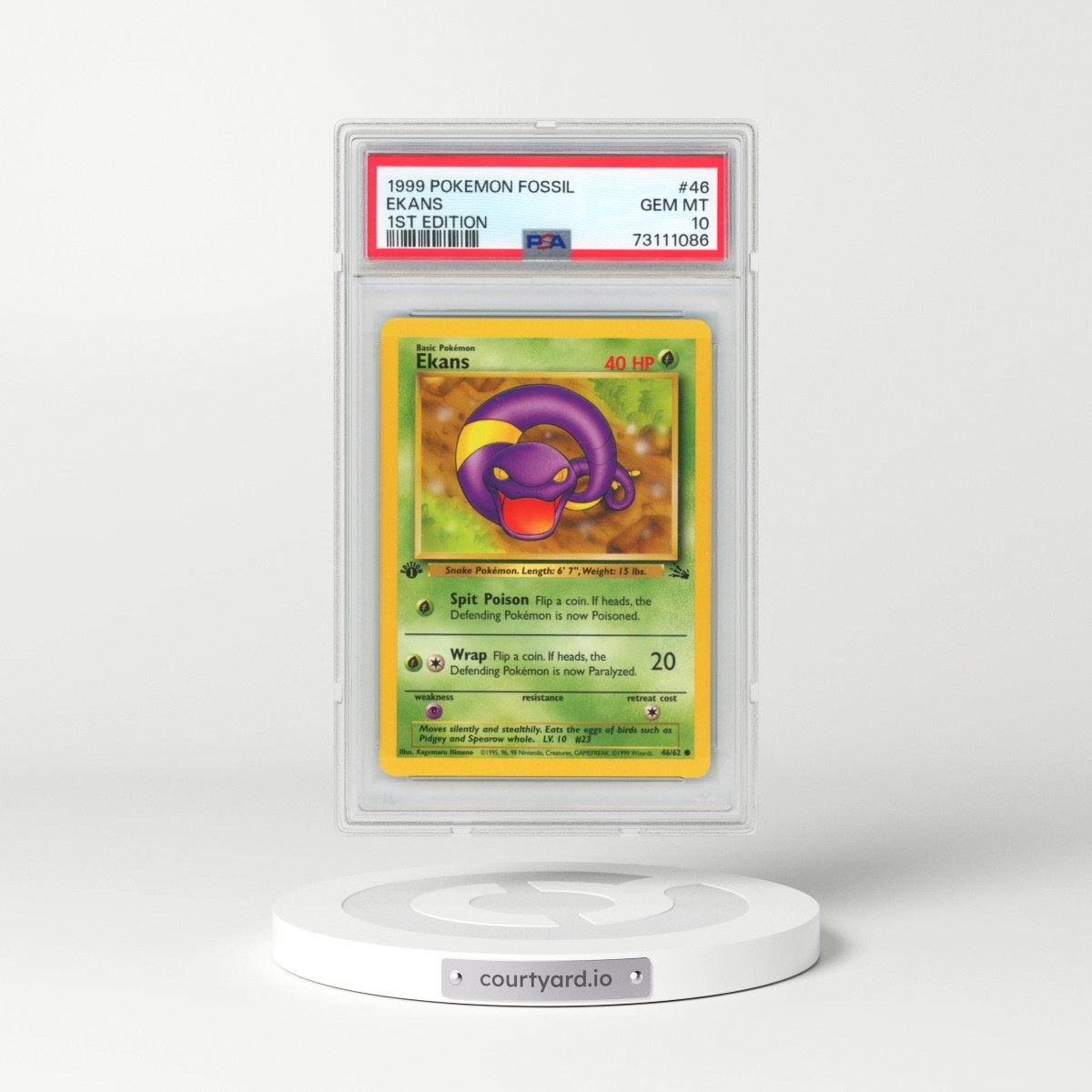 1999 Pokémon Fossil #46 Ekans - 1st Edition (PSA 10 GEM MINT)