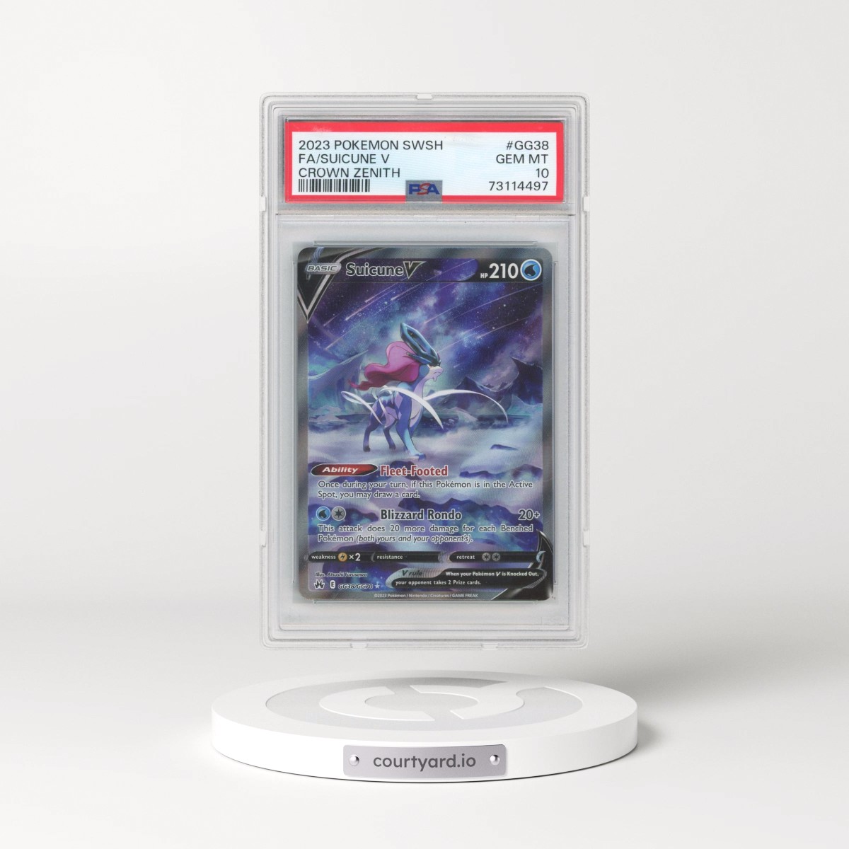 2023 Pokémon Sword and Shield Crown Zenith #GG38 Suicune V - Holo Full Art (PSA 10 GEM MINT)