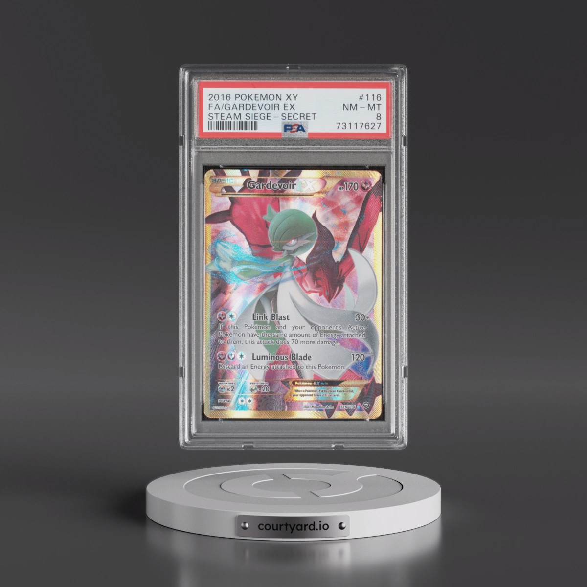 2016 Pokémon XY Steam Siege #116 Gardevoir EX - Holo Full Art Secret (PSA 8 NM-MT)