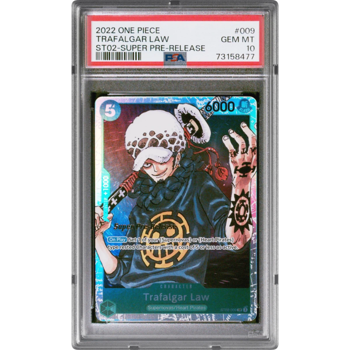 2022 One Piece Starter Deck ST02-Worst Generation #009 Trafalgar Law - Super Pre-Release (PSA 10 GEM MINT)
