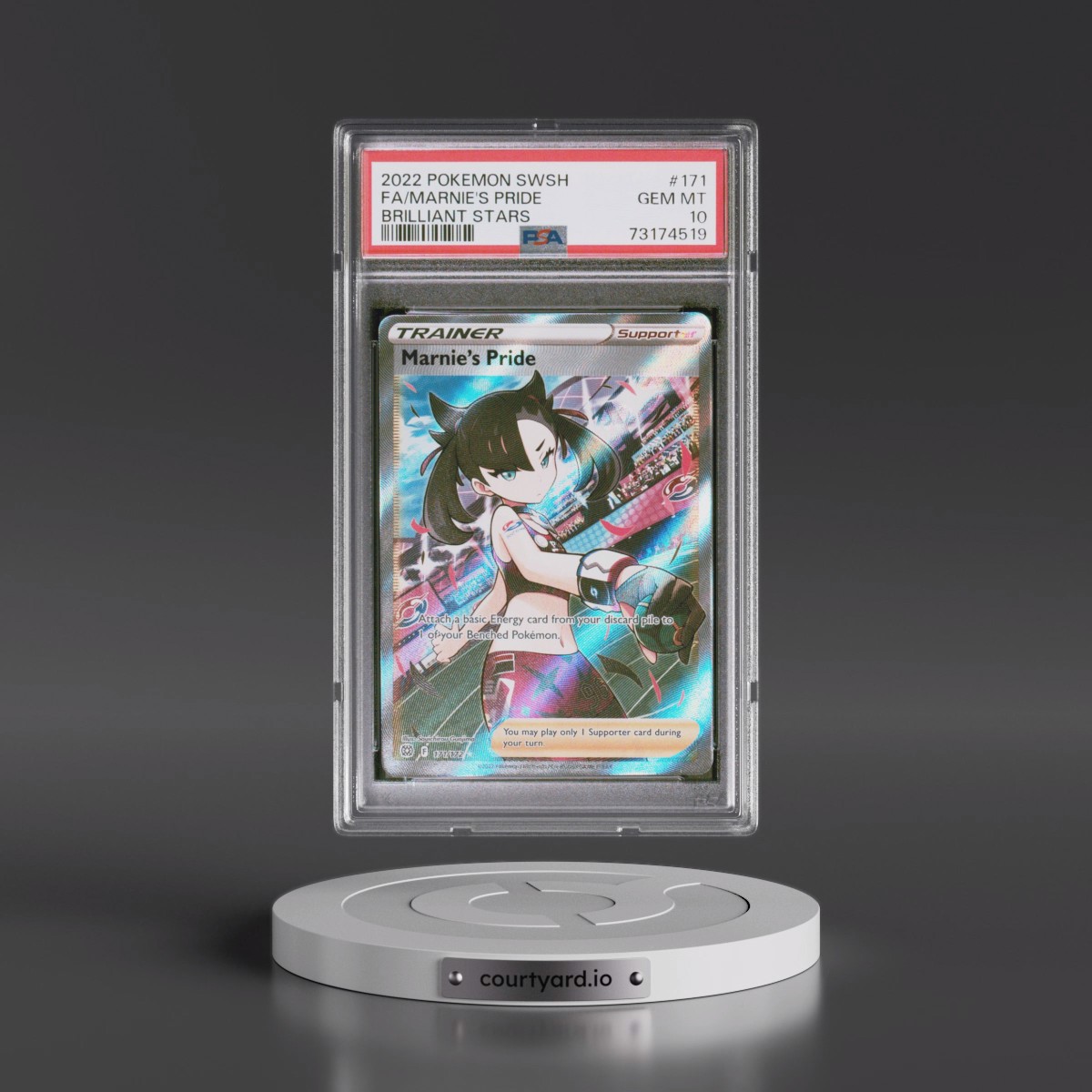 2022 Pokémon Sword & Shield Brilliant Stars #171 Marnie's Pride - Full Art (PSA 10 GEM MINT)