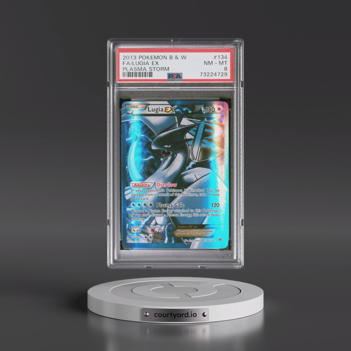 2013 Pokémon Black & White Plasma Storm #134 Lugia EX - Holo Full Art (PSA 8 NM-MT)