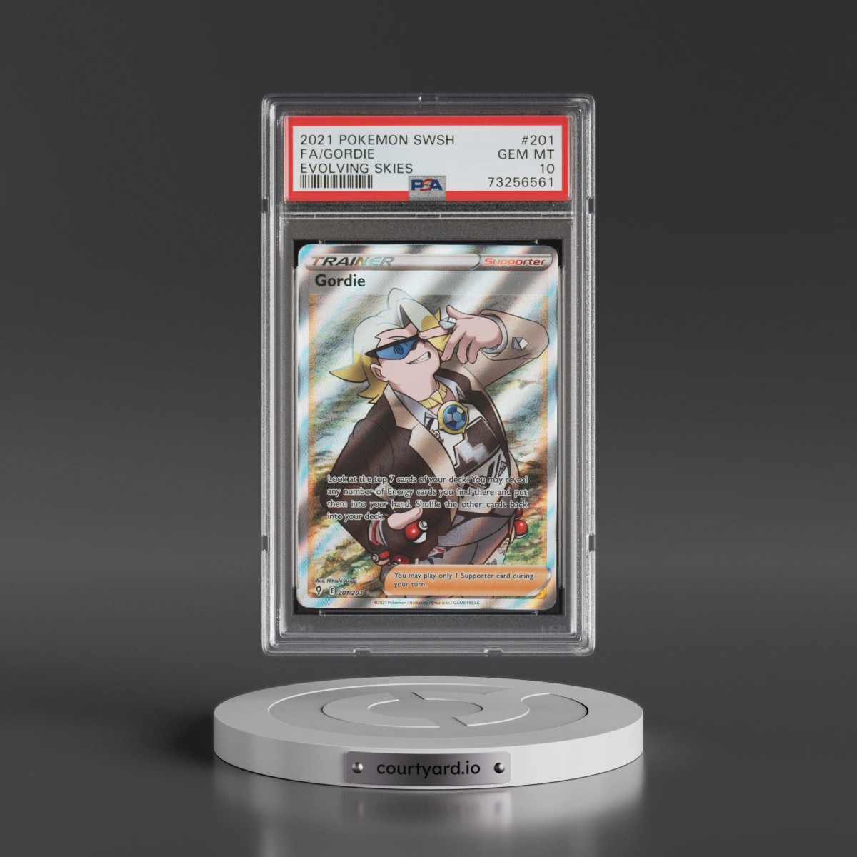 2021 Pokémon Sword & Shield Evolving Skies #201 Gordie - Full Art (PSA 10 GEM MINT)
