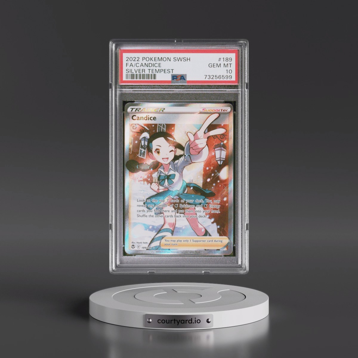 2022 Pokémon Sword & Shield Silver Tempest #189 Candice - Full Art (PSA 10 GEM MINT)