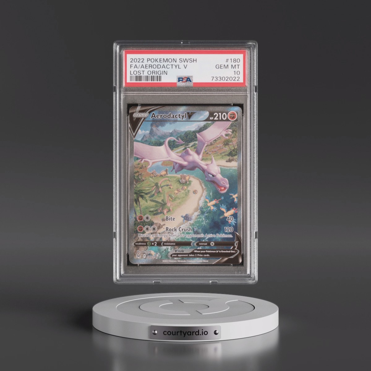 2022 Pokémon Sword & Shield Lost Origin #180 Aerodactyl V - Holo Full Art (PSA 10 GEM MINT)