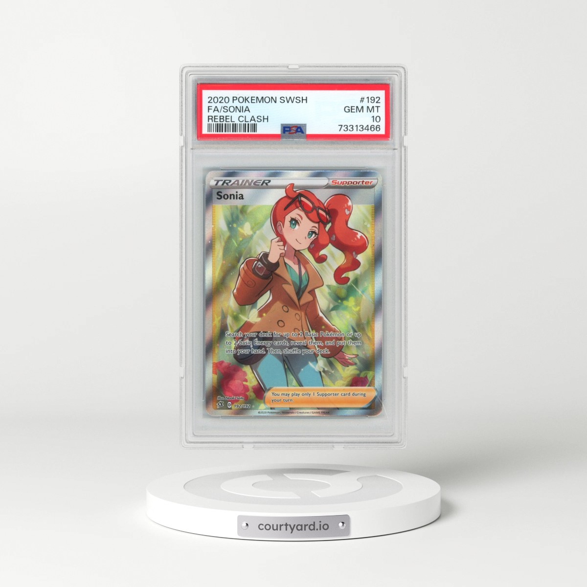 2020 Pokémon Sword & Shield Rebel Clash #192 Sonia - Full Art (PSA 10 GEM MINT)