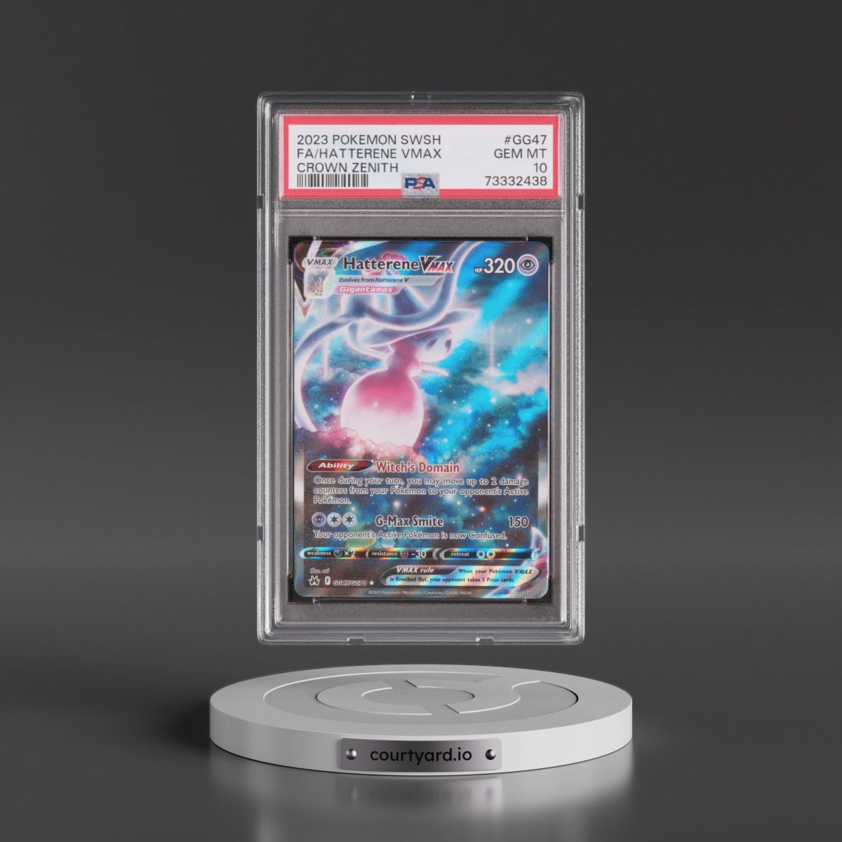 2023 Pokémon Sword and Shield Crown Zenith #GG47 Hatterene Vmax - Full Art (PSA 10 GEM MINT)
