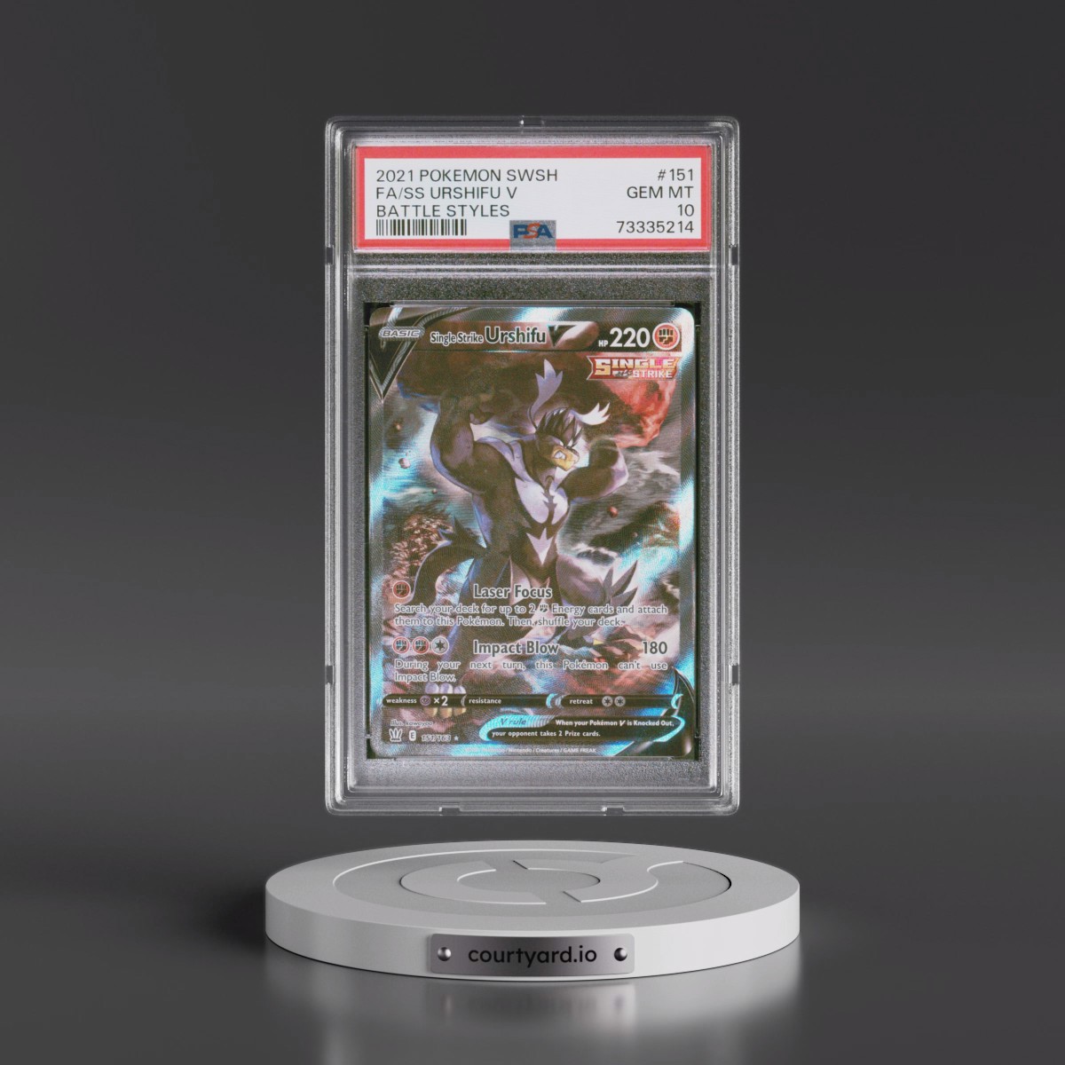 2021 Pokémon Sword & Shield Battle Styles #151 Single Strike Urshifu V - Holo Full Art (PSA 10 GEM MINT)