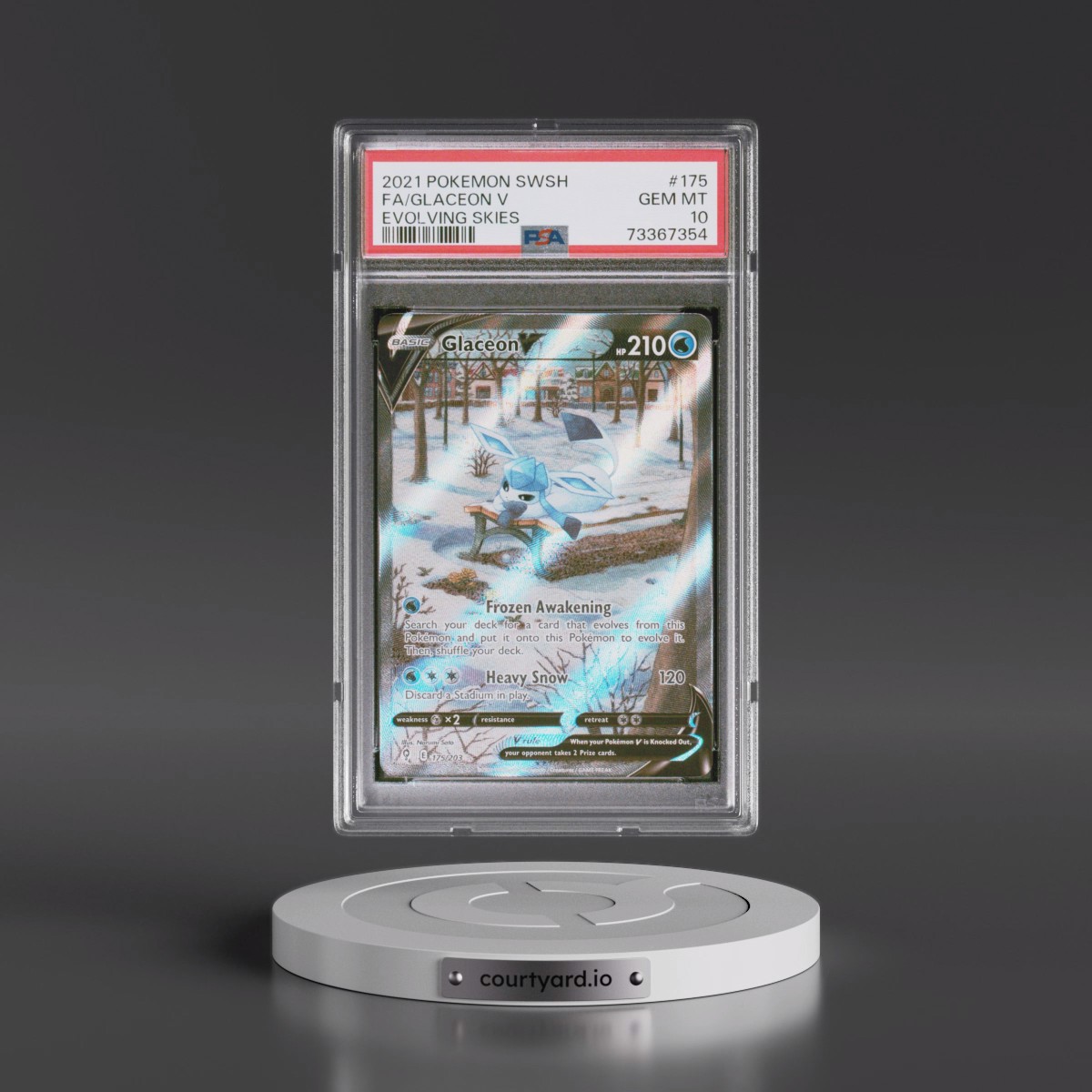 2021 Pokémon Sword & Shield Evolving Skies #175 Glaceon V - Holo Full Art (PSA 10 GEM MINT)