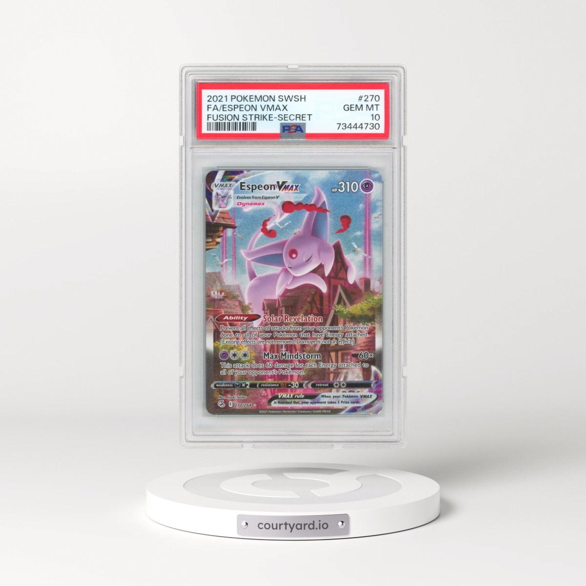 2021 Pokémon Sword & Shield Fusion Strike #270 Espeon Vmax - Full Art Secret (PSA 10 GEM MINT)