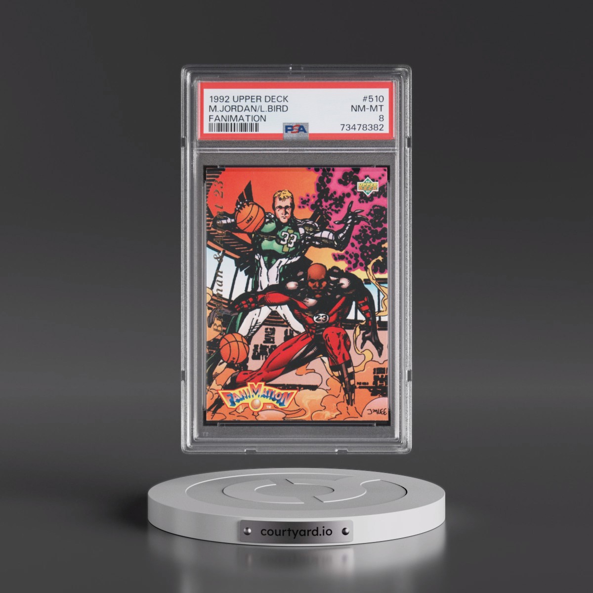 1992 Upper Deck #510 Larry Bird/Michael Jordan - Fanimation (PSA 8 NM-MT)