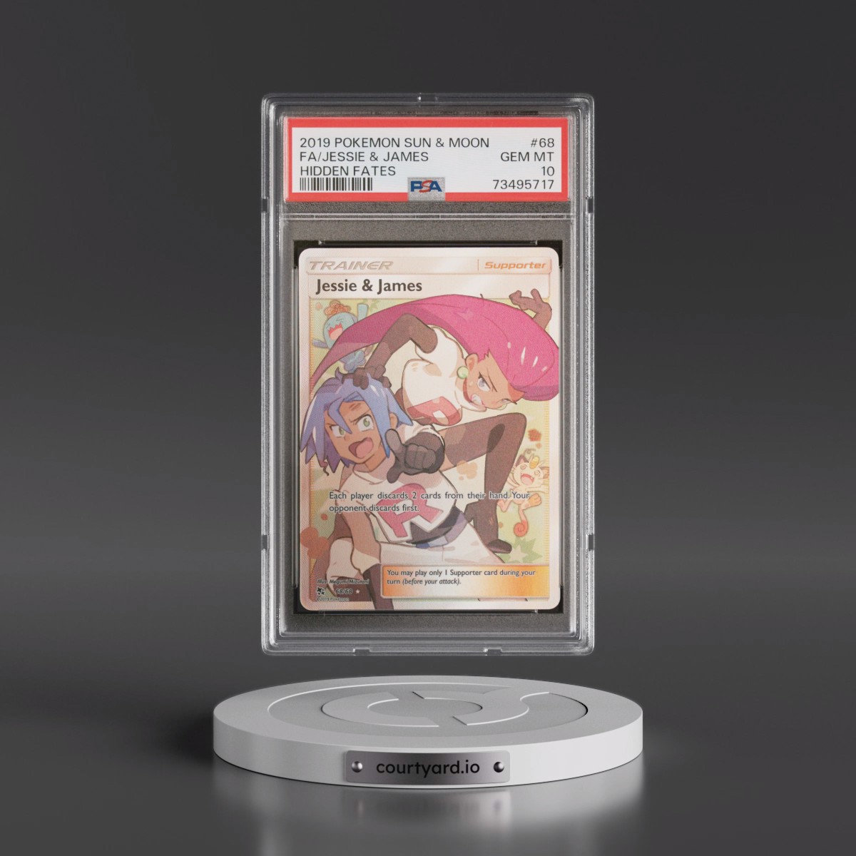 2019 Pokémon Sun & Moon Hidden Fates #68 Jessie & James - Full Art (PSA 10 GEM MINT)