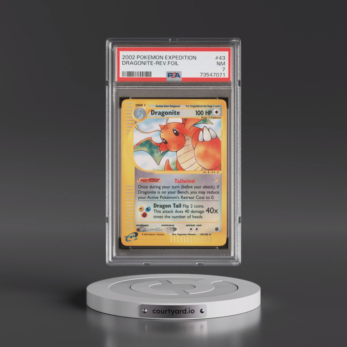 2002 Pokémon Expedition #43 Dragonite - Reverse Foil (PSA 7 NM)