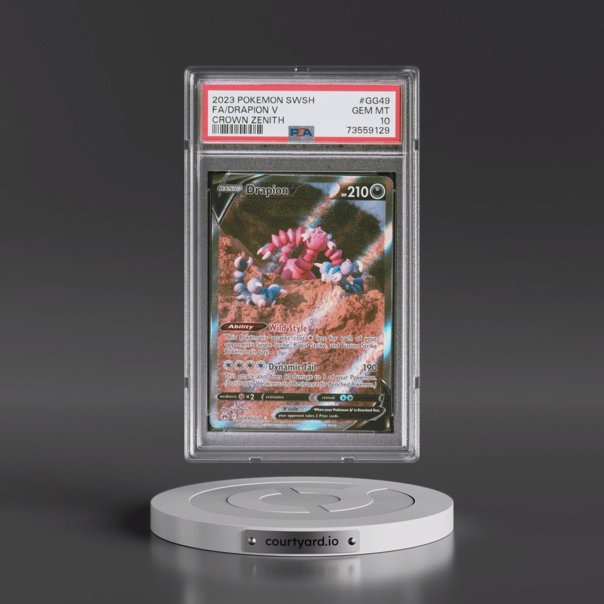 2023 Pokémon Sword and Shield Crown Zenith #GG49 Drapion V - Holo Full Art (PSA 10 GEM MINT)