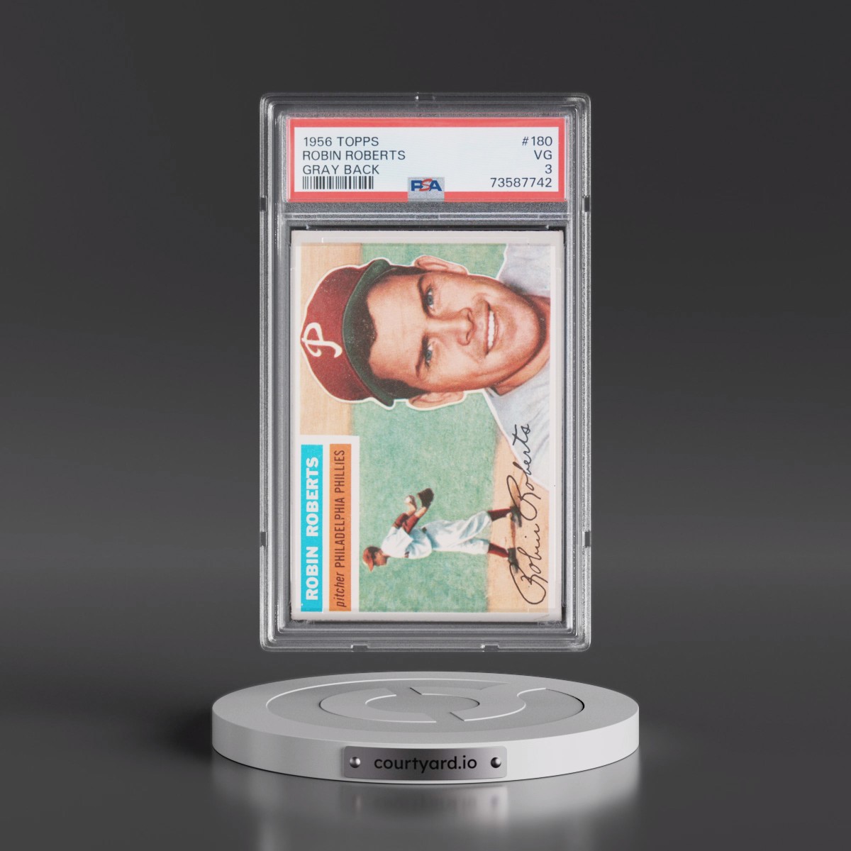 1956 Topps #180 Robin Roberts - Gray Back (PSA 3 VG)