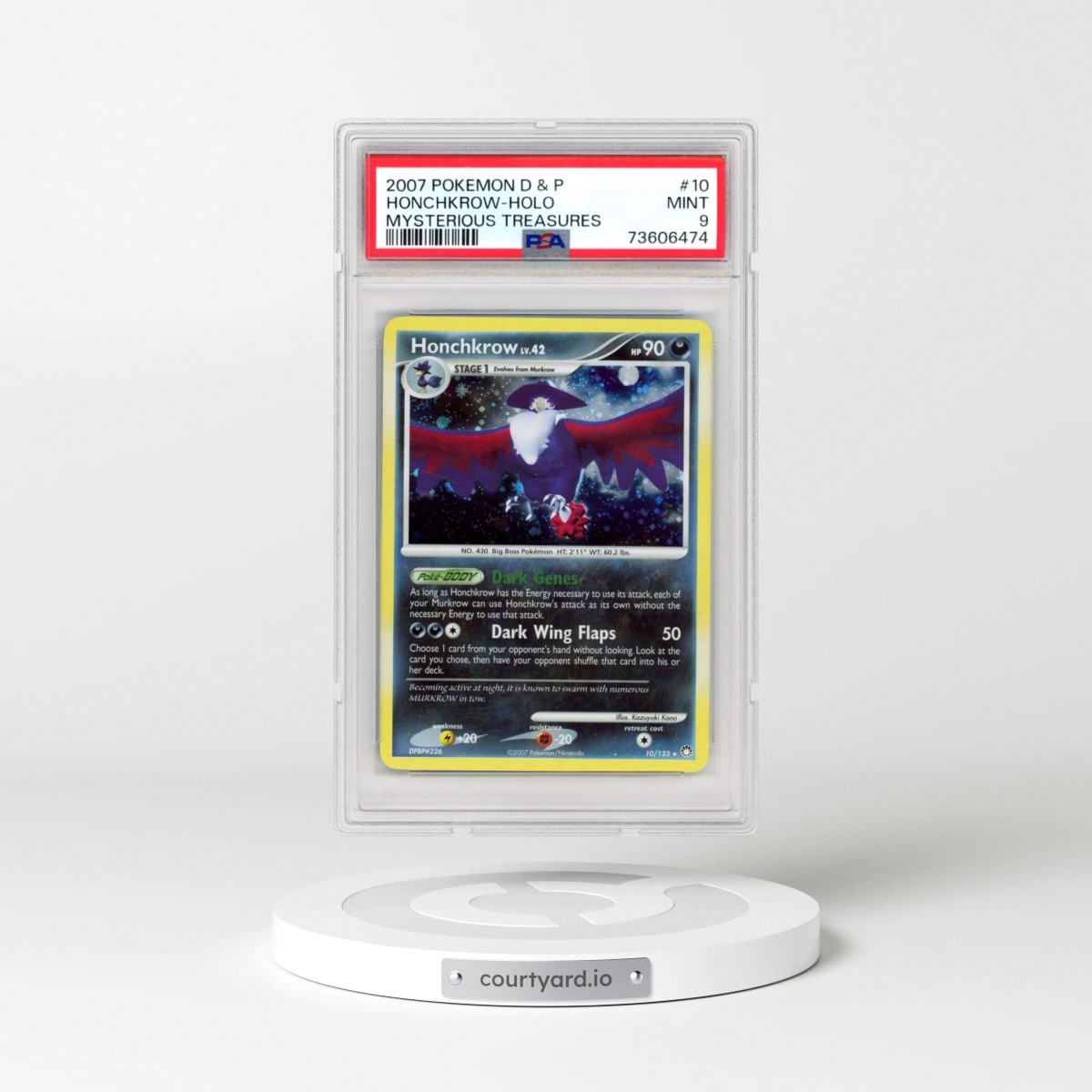 2007 Pokémon Diamond & Pearl Mysterious Treasures #10 Honchkrow - Holo (PSA 9 MINT)