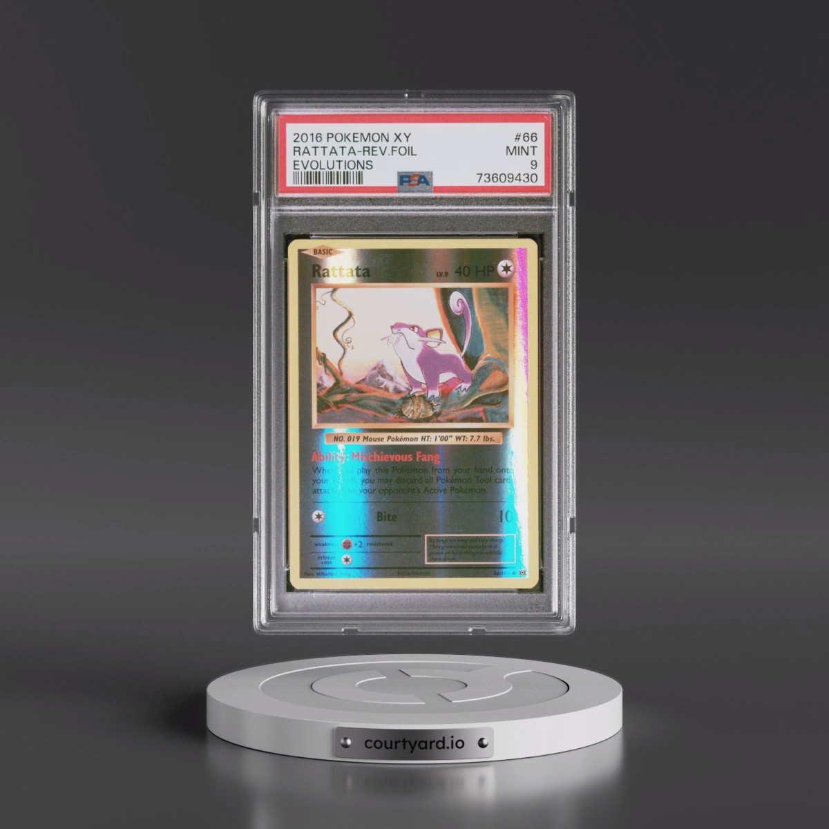 2016 Pokémon XY Evolutions #66 Rattata - Reverse Foil (PSA 9 MINT)