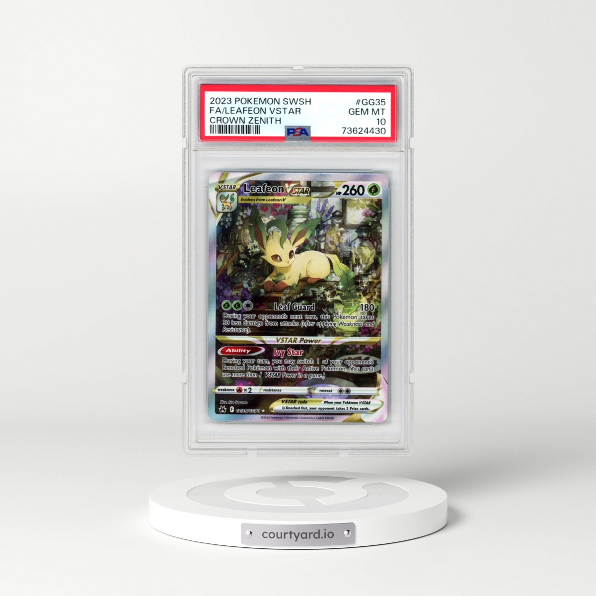 2023 Pokémon Sword and Shield Crown Zenith #GG35 Leafeon Vstar - Full Art (PSA 10 GEM MINT)