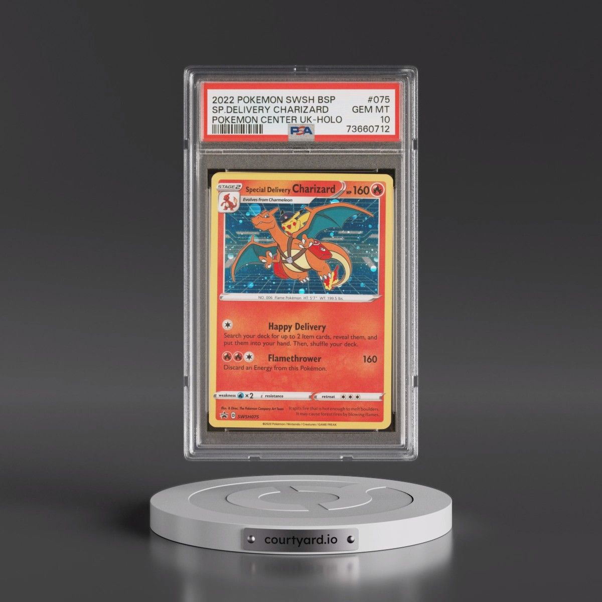2022 Pokémon Swsh Black Star Promo #075 Special Delivery Charizard - Holo Pokemon Center United Kingdom (PSA 10 GEM MINT)
