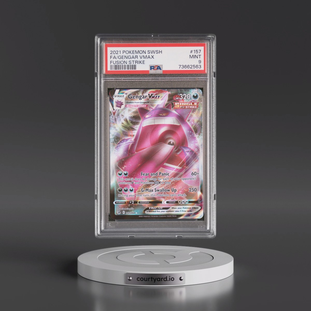 2021 Pokémon Sword & Shield Fusion Strike #157 Gengar Vmax - Full Art (PSA 9 MINT)