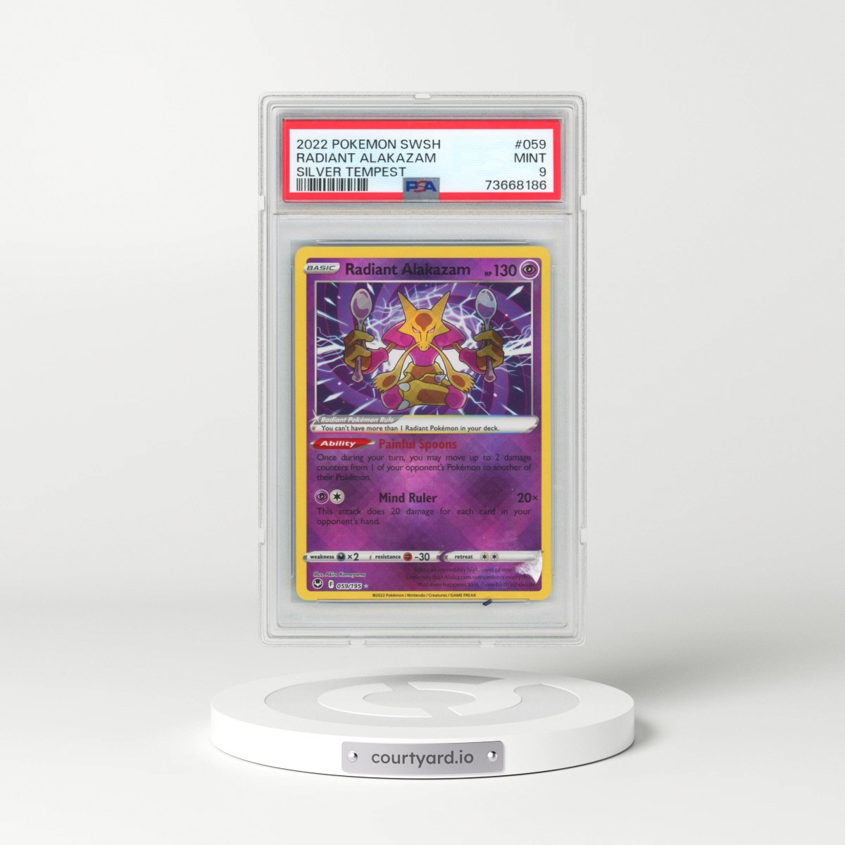 2022 Pokémon Sword & Shield Silver Tempest #059 Radiant Alakazam - Holo (PSA 9 MINT)