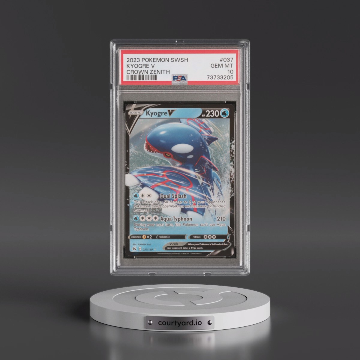 2023 Pokémon Sword and Shield Crown Zenith #037 Kyogre V - Holo (PSA 10 GEM MINT)