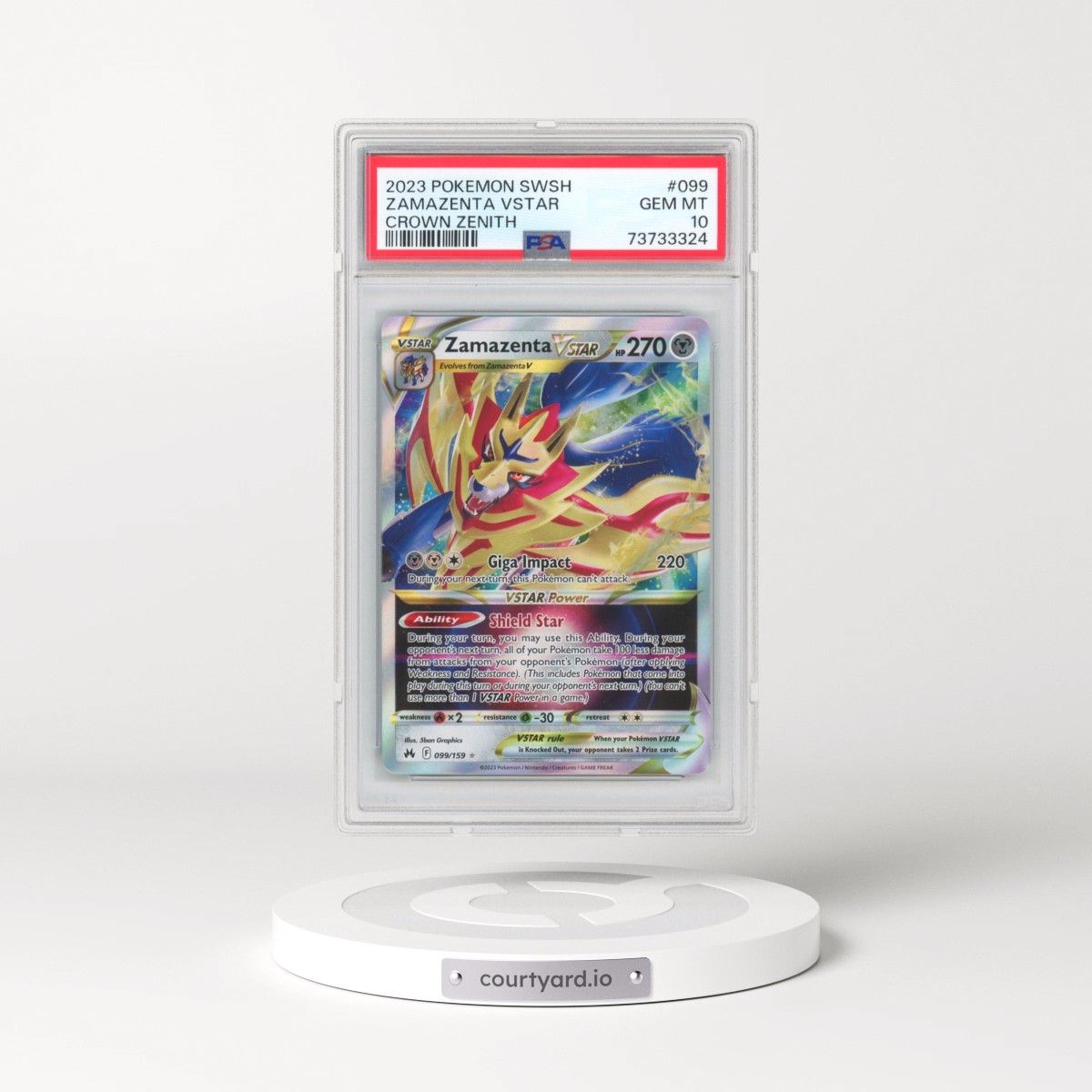 2023 Pokémon Sword and Shield Crown Zenith #099 Zamazenta Vstar (PSA 10 GEM MINT)