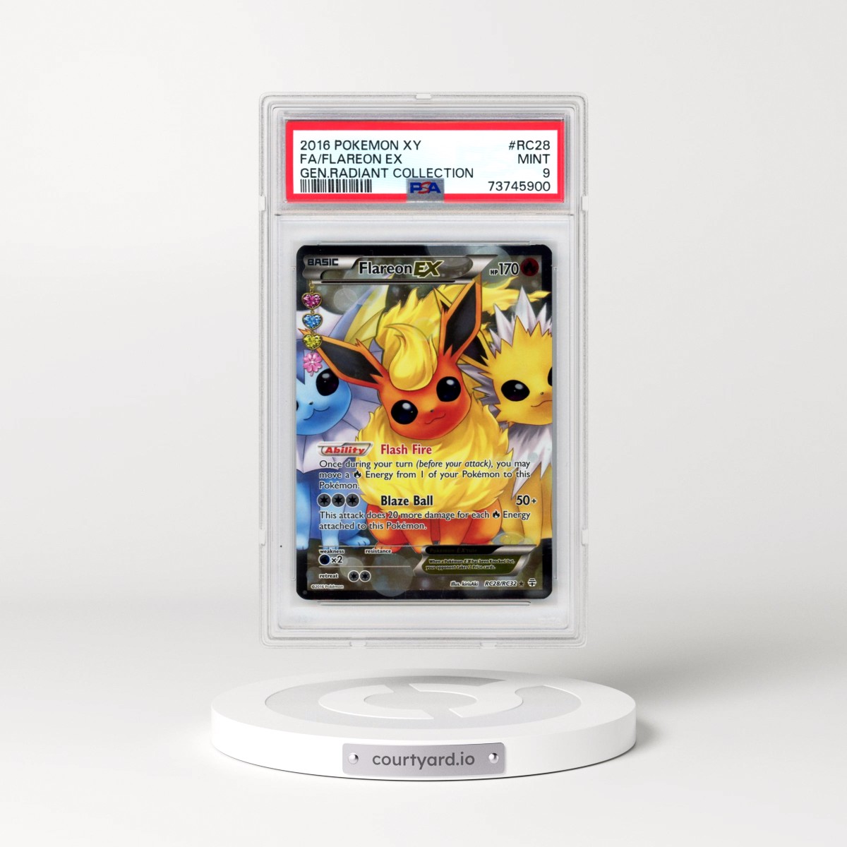 2016 Pokémon XY Generations Radiant Collection #RC28 Flareon EX - Holo Full Art (PSA 9 MINT)