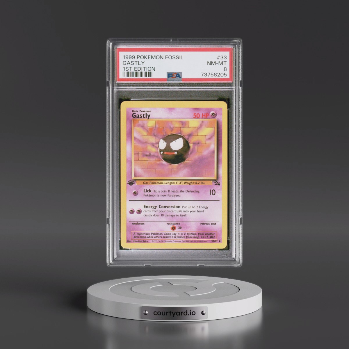 1999 Pokémon Fossil #33 Gastly - 1st Edition (PSA 8 NM-MT)