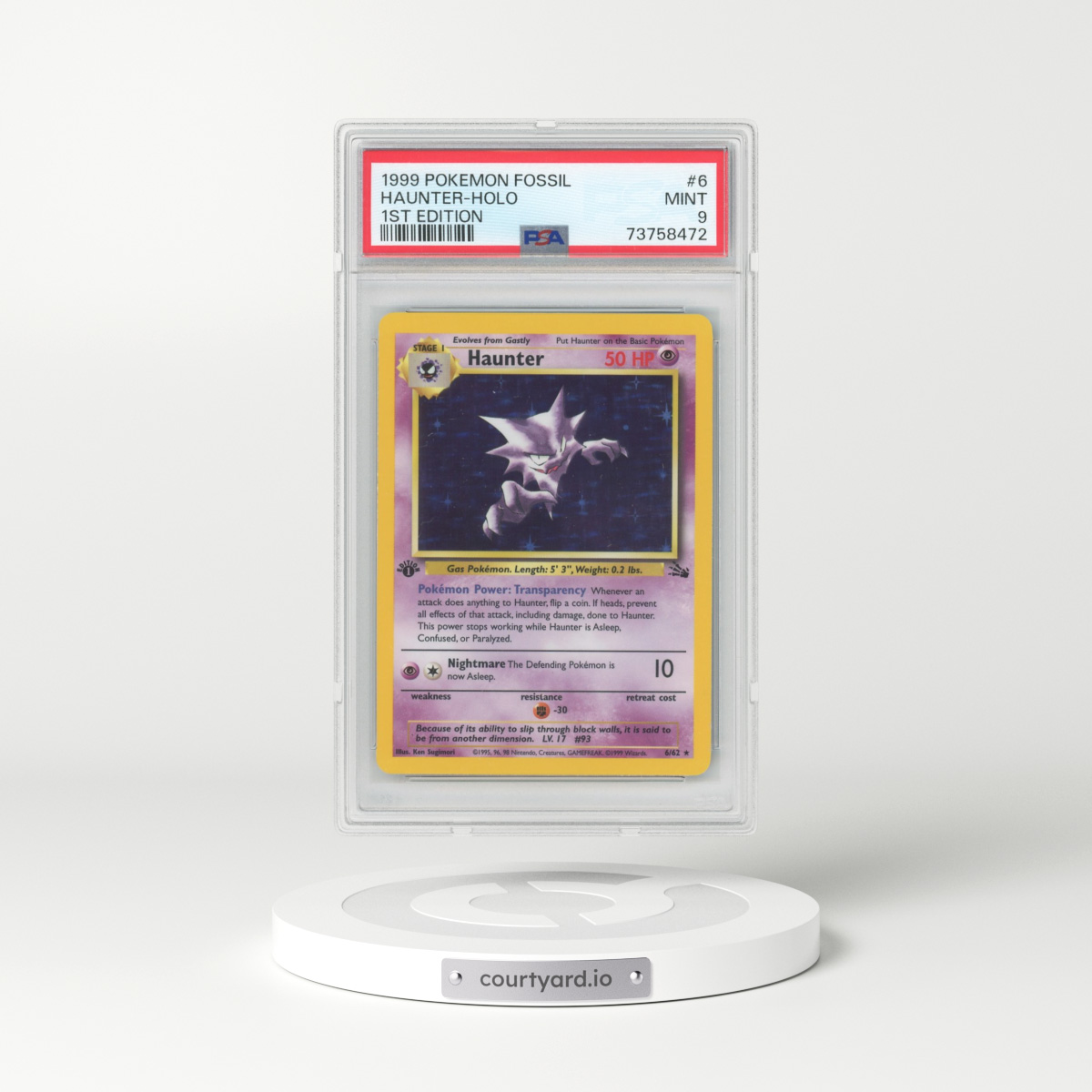 1999 Fossil #6 Haunter - 1st Edition Holo (PSA 9 MINT)