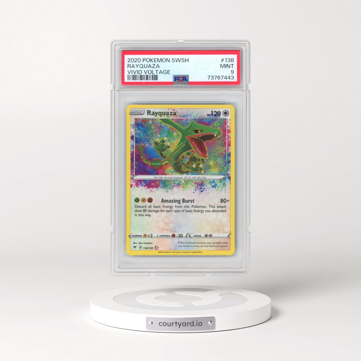 2020 Pokémon Sword & Shield Vivid Voltage #138 Rayquaza (PSA 9 MINT)
