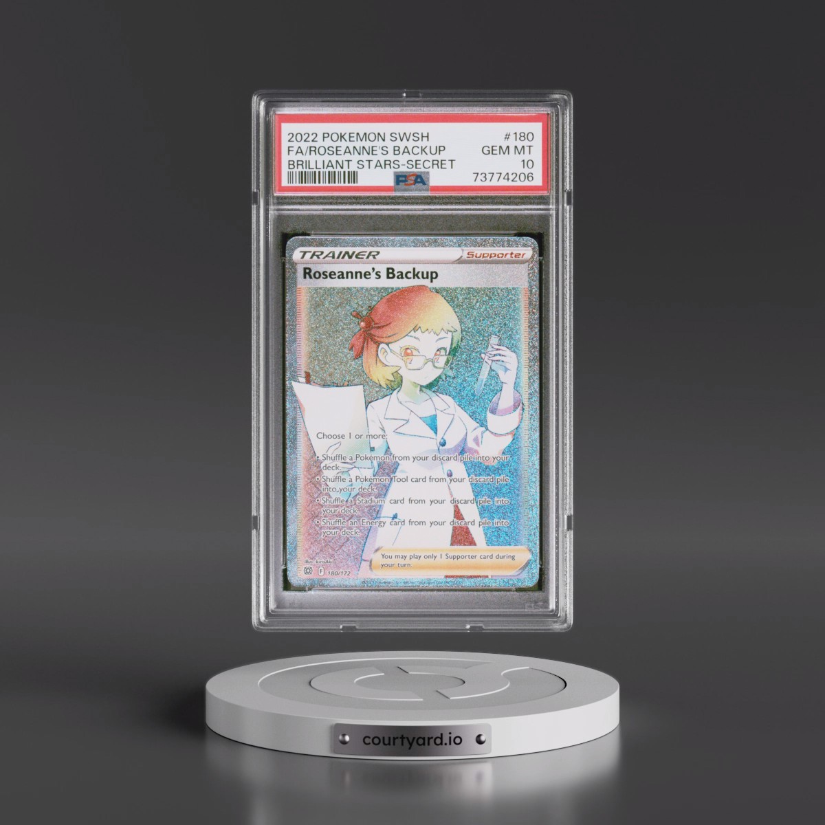 2022 Pokémon Sword & Shield Brilliant Stars #180 Roseanne's Backup - Full Art Secret (PSA 10 GEM MINT)