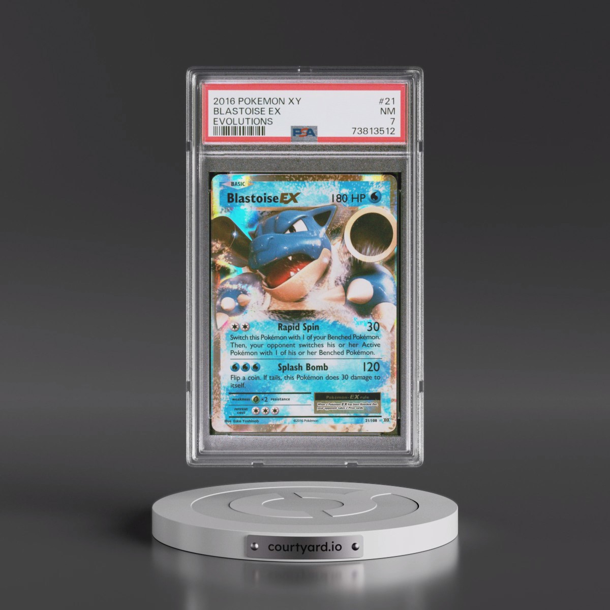 2016 Pokémon XY Evolutions #21 Blastoise EX - Holo (PSA 7 NM)