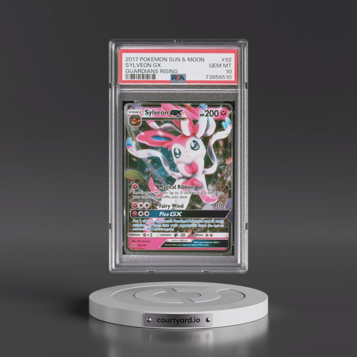 2017 Pokémon Sun & Moon Guardians Rising #92 Sylveon GX - Holo (PSA 10 GEM MINT)