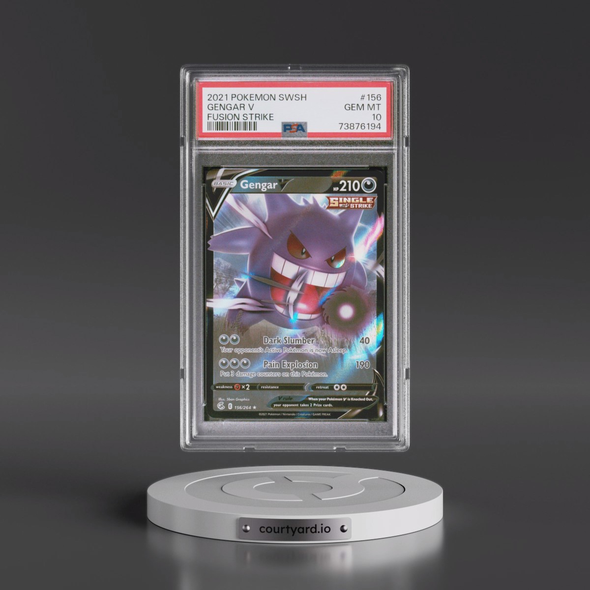 2021 Pokémon Sword & Shield Fusion Strike #156 Gengar V - Holo (PSA 10 GEM MINT)