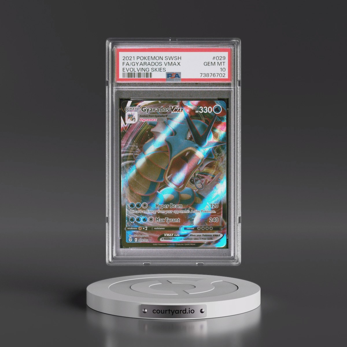 2021 Pokémon Sword & Shield Evolving Skies #029 Gyarados Vmax - Full Art (PSA 10 GEM MINT)