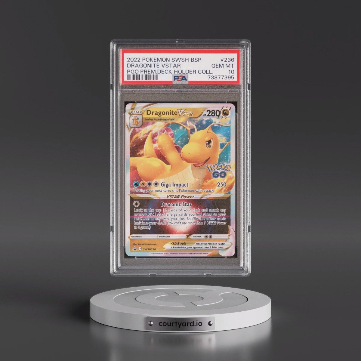 2022 Pokémon Swsh Black Star Promo #236 Dragonite Vstar - Pokemon Go Premier Deck Holder Collection (PSA 10 GEM MINT)